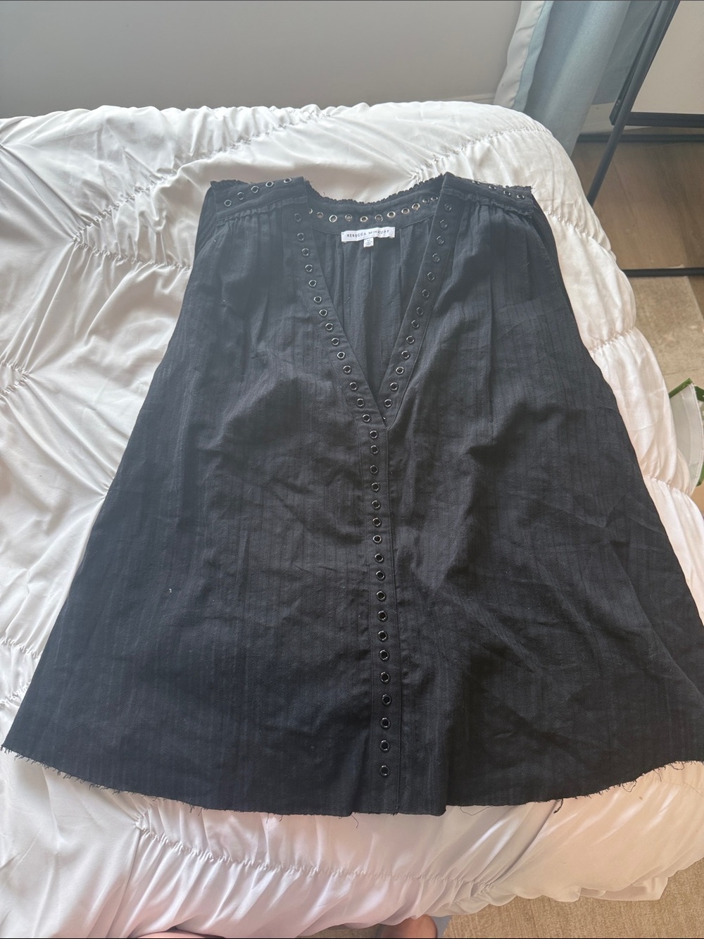 Rebecca Minkoff Black A-Line Shirt with Grommet Detailing